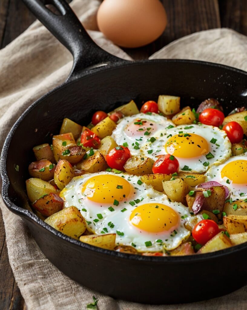 Egg & Potato Skillet Hash with Tomato and Onion
