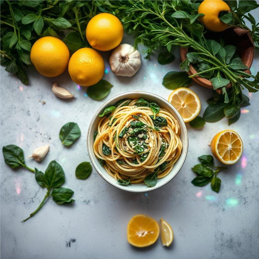 Lemon Garlic Spinach Pasta