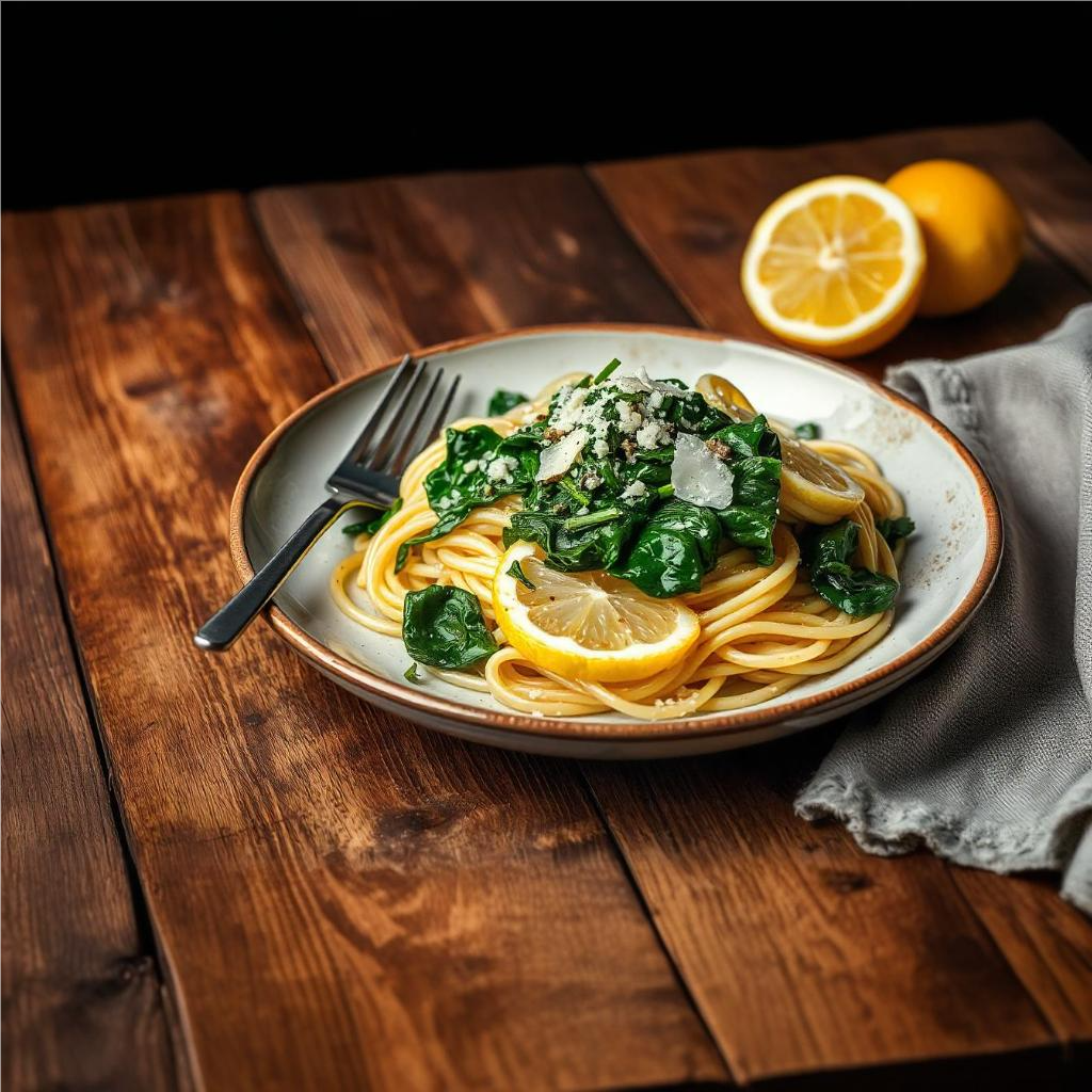 Thumbnail of Lemon Garlic Spinach Pasta