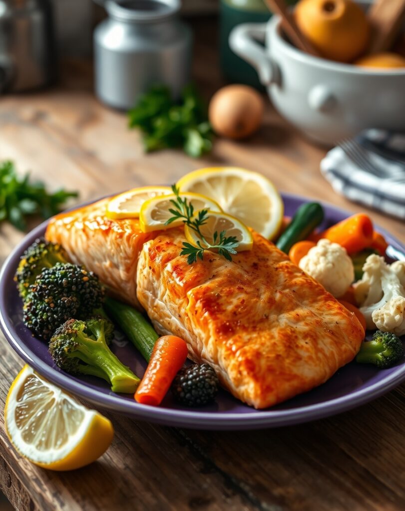 Thumbnail of Baked Salmon with Steamed Vegetables