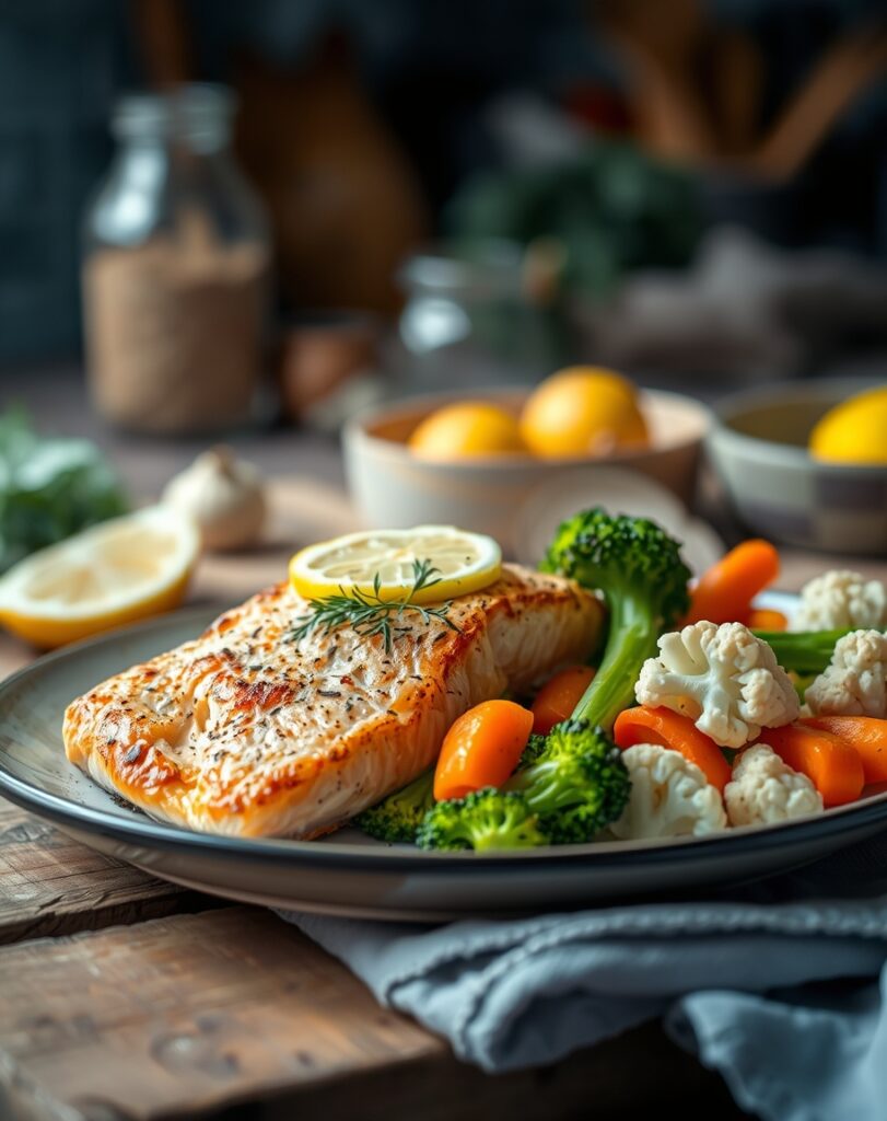 Thumbnail of Baked Salmon with Steamed Vegetables
