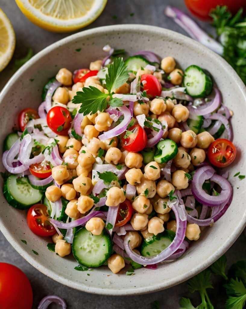 Chickpea Salad with Lemon-Tahini Dressing